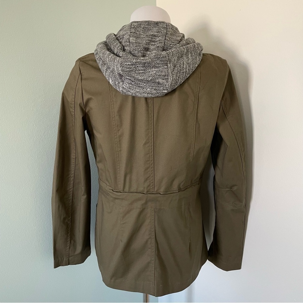 Love Tree Women’s Hooded Double Zip Army Green Utility Jacket Size Small - Picture 10 of 13